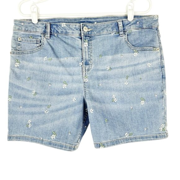Thereabouts Big Girl Blue Denim Shorts Size 20.5 Plus (actual 36x6) Embroidered - Picture 1 of 12